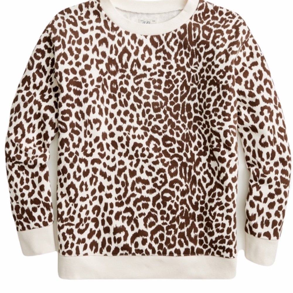 J. Crew Cotton Crewneck in Leopard. Size: M